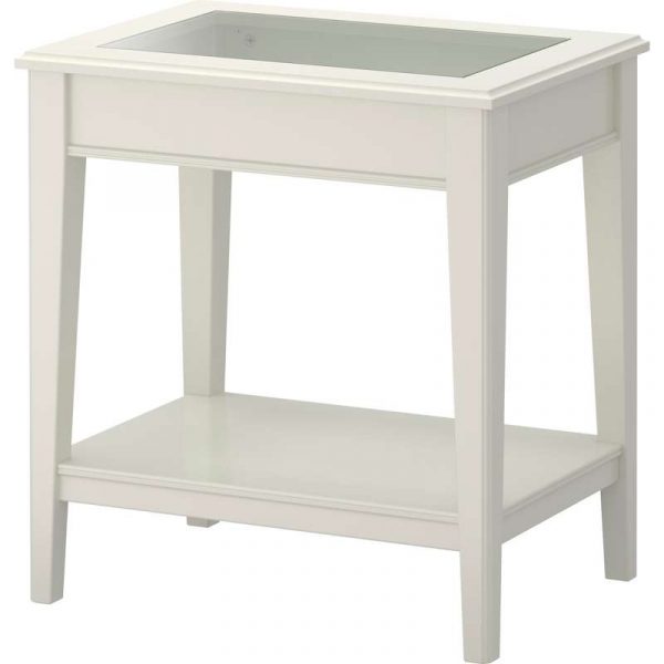 ЛИАТОРП Придиванный столик белый/стекло 57x40 см - Артикул: 403.832.52