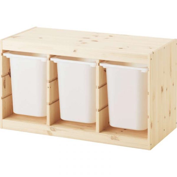 ТРУФАСТ Комбинация д/хранения+контейнерами светлая беленая сосна/белый 94x44x52 см - Артикул: 692.223.86