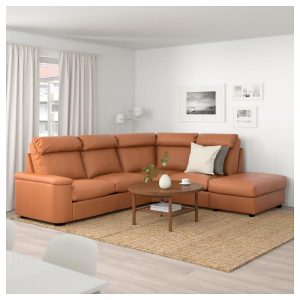 ЛИДГУЛЬТ 5-местный угловой диван, с открытым торцом/Гранн/Бумстад золотисто-коричневый - Артикул: 992.760.33