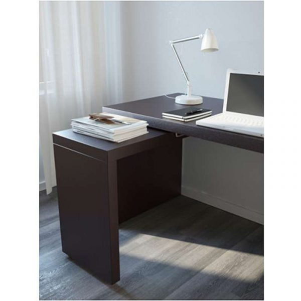 МАЛЬМ Письменный стол с выдвижной панелью черно-коричневый 151x65 см - Артикул: 803.848.67