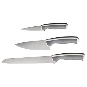 ЭНДЛИГ Набор ножей,3 штуки, светло-серый/белый | 604.400.39