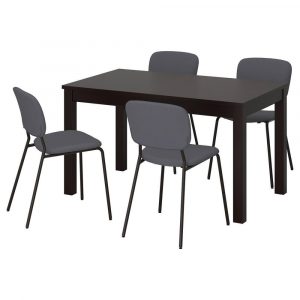 ЛАНЕБЕРГ / КАРЛ-ЯН Стол и 4 стула, коричневый, темно-серый темно-серый, 130/190x80 см - 993.047.76