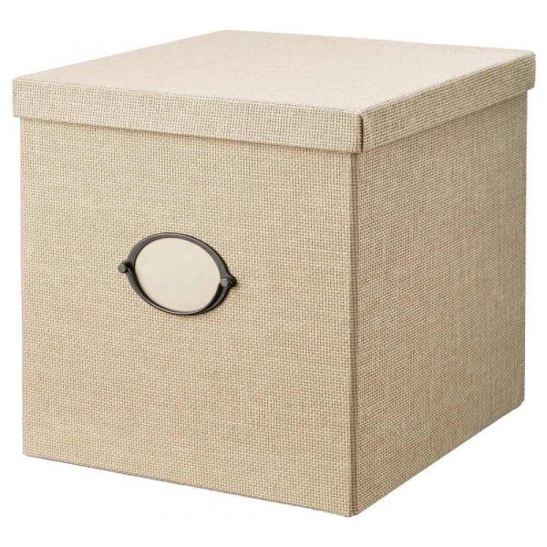 КВАРНВИК Коробка с крышкой, бежевый, 32x35x32 см - 304.594.88