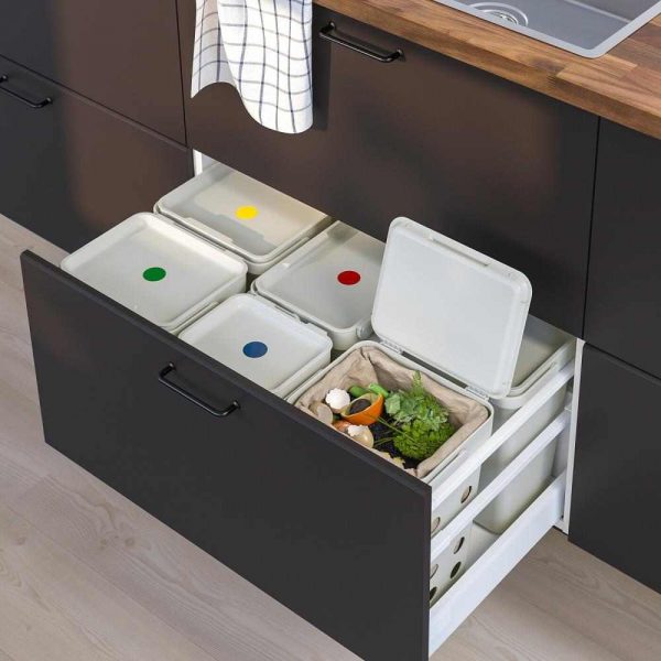 ХОЛЛБАР Решение для сортировки мусора, для кухонных ящиков МЕТОД вентилируемый, светло-серый, 53 л - 493.097.00