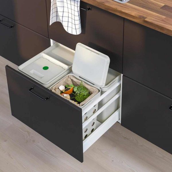 ХОЛЛБАР Решение для сортировки мусора, для кухонных ящиков МЕТОД вентилируемый, светло-серый, 42 л - 393.088.38