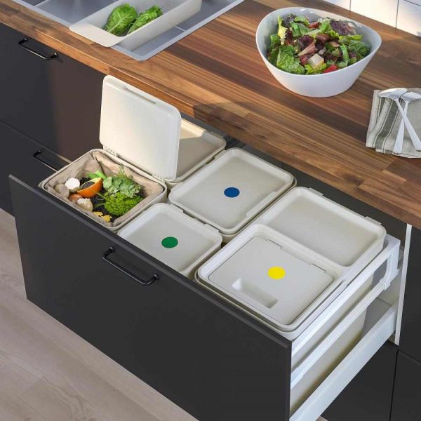 ХОЛЛБАР Решение для сортировки мусора, для кухонных ящиков МЕТОД вентилируемый, светло-серый, 55 л - 293.089.28