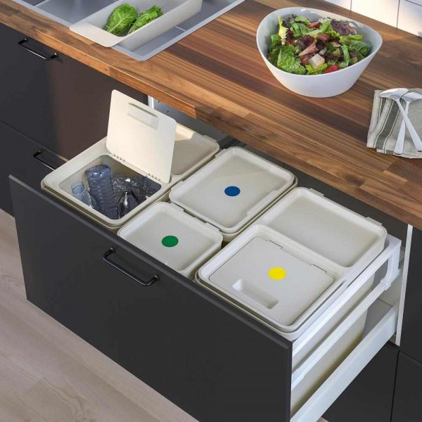 ХОЛЛБАР Решение для сортировки мусора, для кухонных ящиков МЕТОД, светло-серый, 55 л - 293.096.97