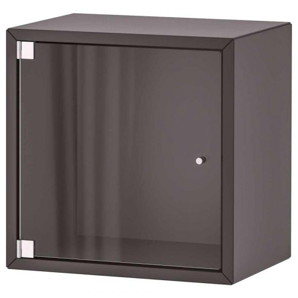 ЭКЕТ Навесной шкаф со стеклянной дверью, темно-серый, 35x25x35 см - 093.363.43