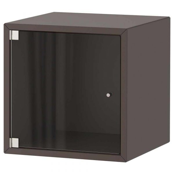 ЭКЕТ Навесной шкаф со стеклянной дверью, темно-серый, 35x35x35 см - 293.363.61
