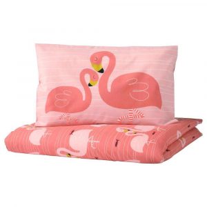 РЁРАНДЕ Пододеяльник, наволочка д/кроватки, фламинго, розовый, 110x125/35x55 см - 604.625.35