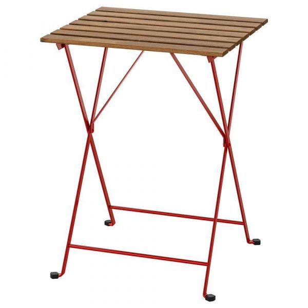 ТЭРНО Садовый стол, красный, светло-коричневая морилка, 55x54 см - 904.245.75