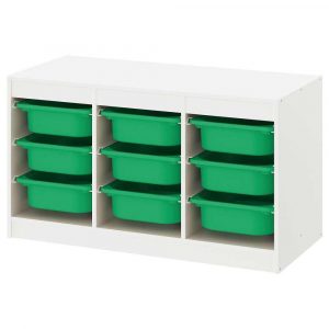 ТРУФАСТ Комбинация д/хранения+контейнеры, белый, зеленый, 99x44x56 см - 193.315.71