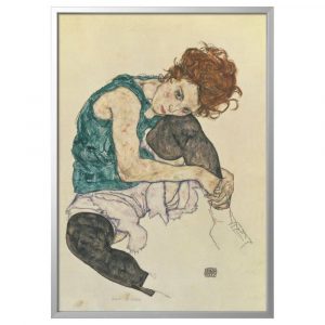 БЬЁРКСТА Картина с рамой, Сидящая женщина с согнутым коленом, цвет алюминия - 593.847.51