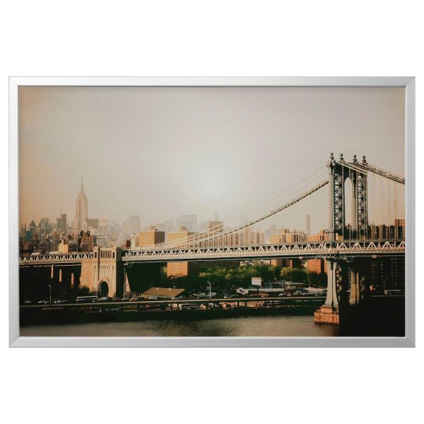 БЬЁРКСТА Картина с рамой, Манхэттенский мост, цвет алюминия - 893.846.36
