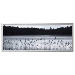 БЬЁРКСТА Картина с рамой, Лесное озеро, цвет алюминия - 093.847.15