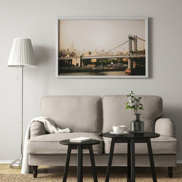 БЬЁРКСТА Картина с рамой, Манхэттенский мост, цвет алюминия - 893.846.36