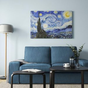 БЬЁРКСТА Картина с рамой, Звездная ночь, цвет алюминия - 693.846.61