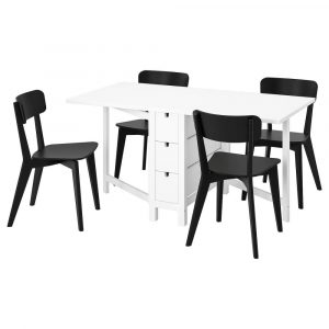 НОРДЕН / ЛИСАБО Стол и 4 стула, белый, черный - 993.855.41
