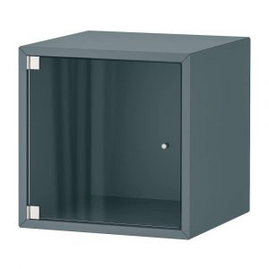 ЭКЕТ Навесной шкаф со стеклянной дверью, серо-бирюзовый 35x35x35 см - 093.854.99