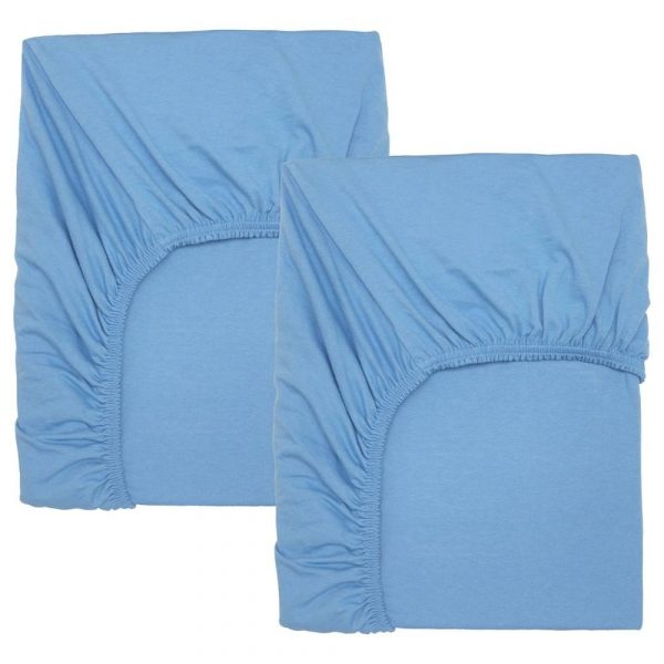 ЛЕН Простыня натяжн для кроватки, голубой 60x120 см - 204.870.81