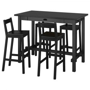 НОРДВИКЕН Барн стол+4 барн стула, черный/черный - 293.335.22