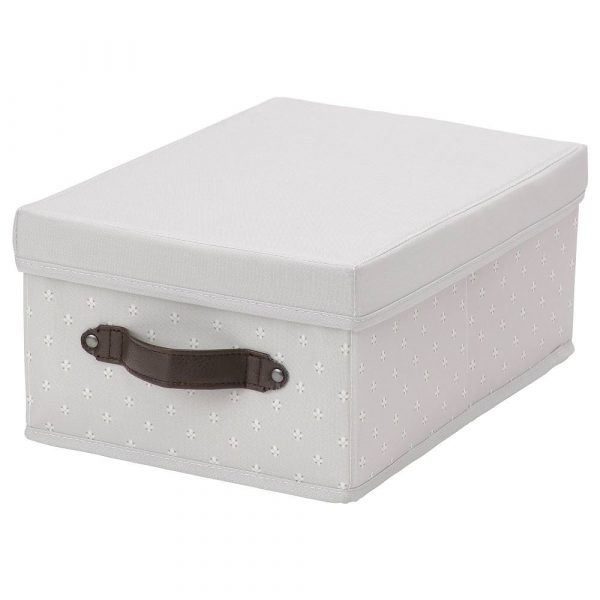 БЛЭДДРАРЕ Коробка с крышкой, серый/с рисунком 25x35x15 см - 404.743.94
