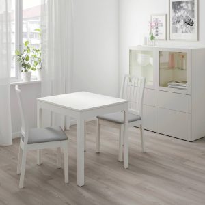 ЭКЕДАЛЕН Стол и 2 стула, белый/Рамна светло-серый 80/120 см - 092.968.70