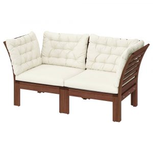 ЭПЛАРО 2-местный модульный диван, садовый, коричневая морилка/Куддарна бежевый 160x80x80 см - 693.037.16