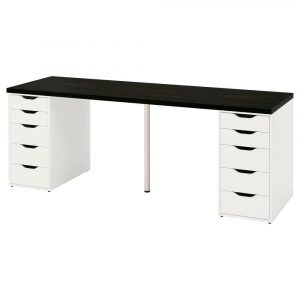 ЛАГКАПТЕН / АЛЕКС Письменный стол, черно-коричневый/белый 200x60 см - 894.176.89