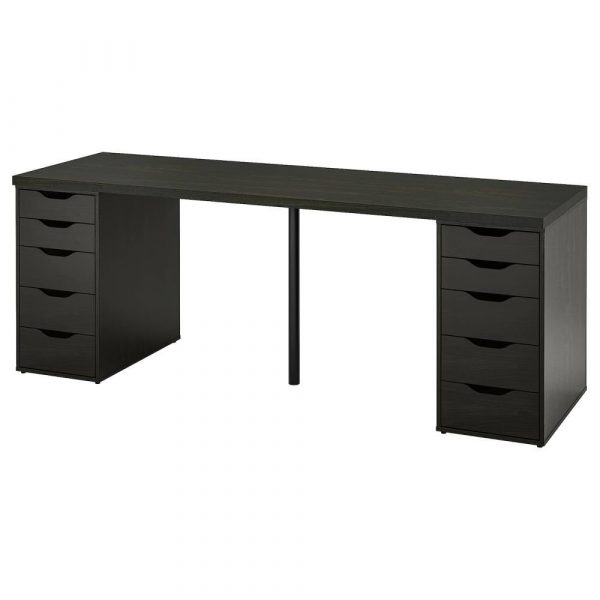 ЛАГКАПТЕН / АЛЕКС Письменный стол, черно-коричневый/черный 200x60 см - 294.176.92
