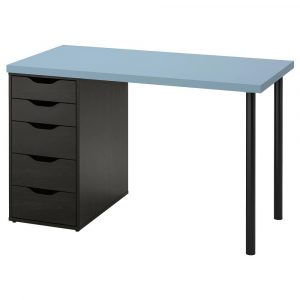 ЛАГКАПТЕН / АЛЕКС Письменный стол, голубой/черно-коричневый 120x60 см - 594.170.11