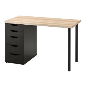 ЛАГКАПТЕН / АЛЕКС Письменный стол, под беленый дуб/черно-коричневый 120x60 см - 394.169.70