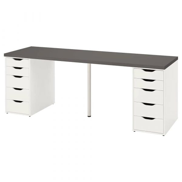 ЛАГКАПТЕН / АЛЕКС Письменный стол, темно-серый/белый 200x60 см - 094.175.70