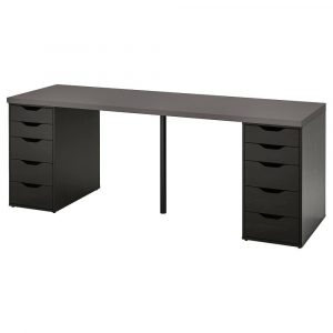 ЛАГКАПТЕН / АЛЕКС Письменный стол, темно-серый/черно-коричневый 200x60 см - 494.175.73