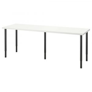 ЛАГКАПТЕН / ОЛОВ Письменный стол, белый/черный 200x60 см - 294.176.06