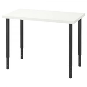 ЛИННМОН / ОЛОВ Письменный стол, белый/черный 100x60 см - 394.161.97