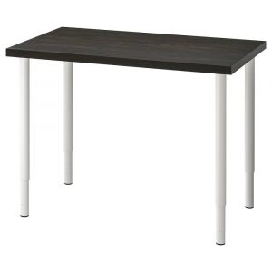 ЛИННМОН / ОЛОВ Письменный стол, черно-коричневый/белый 100x60 см - 994.163.78