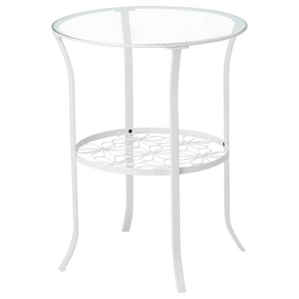 КЛИНГСБУ Придиванный столик, белый/прозрачное стекло 49x62 см - 304.999.79