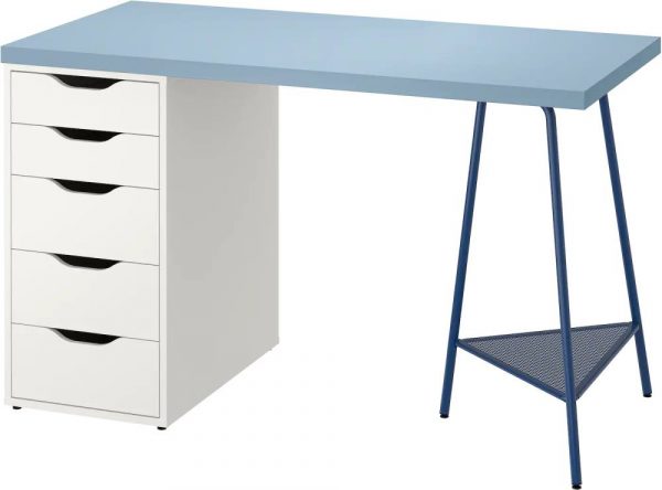 ЛАГКАПТЕН / АЛЕКС Письменный стол, синий/белый 120x60 см - 694.179.87