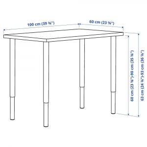 ЛИННМОН / ОЛОВ Письменный стол, под беленый дуб/белый 100x60 см - 294.163.48