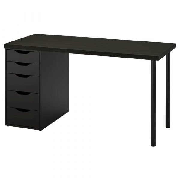 ЛАГКАПТЕН / АЛЕКС Письменный стол, черно-коричневый 140x60 см - 694.321.72
