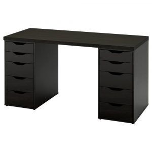 ЛАГКАПТЕН / АЛЕКС Письменный стол, черно-коричневый 140x60 см - 394.321.97