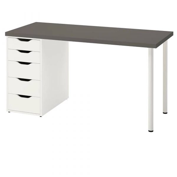 ЛАГКАПТЕН / АЛЕКС Письменный стол, темно-серый/белый 140x60 см - 094.318.54