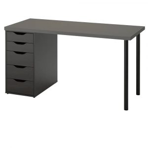 ЛАГКАПТЕН / АЛЕКС Письменный стол, темно-серый/черно-коричневый 140x60 см - 794.318.60