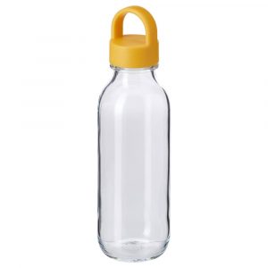 ФОРМСКЁН Бутылка для воды, прозрачное стекло/желтый 0.5 л - 804.972.18