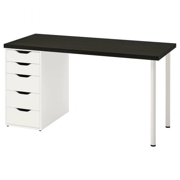 ЛАГКАПТЕН / АЛЕКС Письменный стол, черно-коричневый/белый 140x60 см - 094.321.65