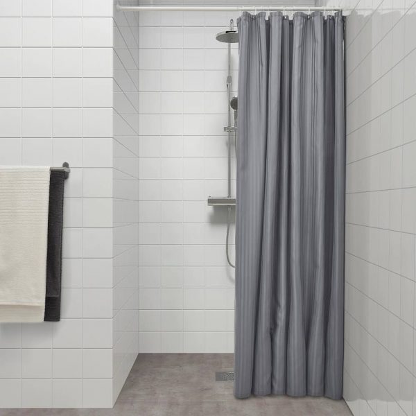 ТОЛЬФСЕН Штора для ванной, темно-серый/сатин полоска 180x200 см - 004.953.03