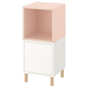 ЭКЕТ Комбинация шкафов с ножками, белый бледно-розовый/дерево 35x35x80 см - 694.436.13