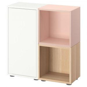 ЭКЕТ Комбинация шкафов с ножками, белый/бледно-розовый/под беленый дуб 70x25x72 см - 394.436.19