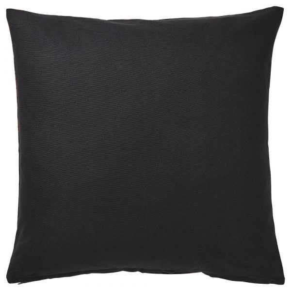ХЁСТКВЭЛЛ Чехол на подушку, орнамент «лист» черный/оранжевый 50x50 см - 204.973.82